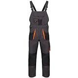 Luckyberg Herren Latzhose, Arbeitshose viel funktionale Taschen. Arbeitslatzhose Herren Größe: 44-62 (DE/NL/SE/PL, Numerisch, 60, Regular, Regular, Standard, Graphit)