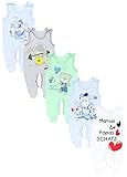 TupTam Unisex Baby Strampler mit Aufdruck 5er Set, Farbe: Junge 2, Größe: 50