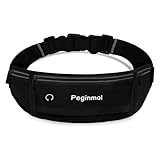 PEGINMOL Laufgürtel für Handy, Lauftasche Jogging Wasserdicht, Läufer-Hüfttasche für Damen und Herren mit 3 Taschen, Großer Kapazität Sportgürtel Verstellbarem Running Belt zum Radfahren (Schwarz)