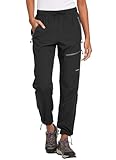 baleaf Damen Outdoorhose Wanderhose Wasserdicht Schnelltrocknend Leicht Trekkinghose Capris UV Schutz UPF 50 Funktionshose mit Reißverschlusstasche Regular Version Schwarz L