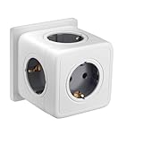 Steckdosenwürfel mit Überspannungsschutz, 5-Fach Mehrfachsteckdose Würfel, Erweiterbare Steckdosenleiste, 3680W Steckdosenverteiler,Kompakte Verteilersteckdose für Büro,Haus,White