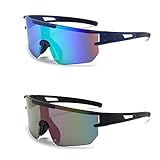 Fahrradbrille Polarisierte Sonnenbrille, 2 Stück Polarisierte Sportbrille, MTB Sportsonnenbrille, Fahrrad Sonnenbrille, Fahrradbrille Herren Damen UV 400 Schutz für Radfahren Laufen Golf Baseball