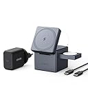 Anker 3-in-1 Cube mit MagSafe Ladestation, 15W Wireless iPhone Charger, Induktive Ladestation für Apple Watch und iPhone 15/14/13/12, AirPods Pro/3/2 (Inklusive 30W Ladegerät)