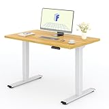 FLEXISPOT Höhenverstellbarer Schreibtisch mit 2 Motoren & 25MM einteiliger Tischplatte,ergonomischer Bürotisch - 120 x 80 cm Ahorn, weißes Gestell