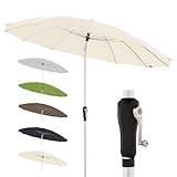 Doppler Sonnenschirm Asia Look SL-AZ Auto Tilt 238cm Nature I Gartenschirm knickbar I Kurbelschirm mit UV-Schutz 50+ I Kurbelschirm aus Aluminium I regenabweisendes Polyester-Schirmdach