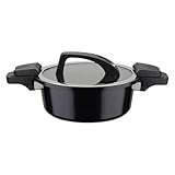 GSW Energiespartopf mit Glasdeckel Gourmet Nero 24cm, 4 L, Schwarz