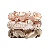 3 Stück Seiden Haargummis Damen 100% reine Maulbeerseide, 16 Momme Seide Haarringe mit Gummiband, Haargummis für Damen und Mädchen Silk Scrunchies Geschenk für Frauen