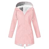 Ybing Regenjacke Damen Wasserdicht Einfarbig Teddyfleece Regenmantel Warme Fleecejacke Outdoor Winterjacke Plüschjacke mit Reißverschluss Winter Plüsch Softshelljacke Funktionsjacke Wanderjacke