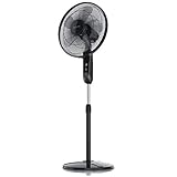 Brandson - Standventilator mit Fernbedienung und Display - Oszillation 80° - 60 Watt - Ventilator Höhe verstellbar - mobiler Lüfter - Kopf um 35Grad neigbar - 3 Geschwindigkeiten - GS