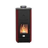 STUFE A PELLET ITALIA New York 22 Kw WiFi | Hydro-Pelletöfen für Heizung und Warmwasser Effizienz 89% Heizt 140m² WiFi-Steuerung Autonomie 22 Std. 5 Kräfte Programmierbar 24 Monate Garantie Rot