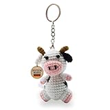 KEYSPACE Schlüsselanhänger Kuh Muhnika - liebevoll in Handarbeit gehäkelt - süße mini Kuscheltier Kuh Deko - Kuh Cow Geschenke - Kuh - Kühe - Kuh Kuscheltier