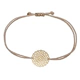 Selfmade Jewelry Armband Damen Roségold Mandala Boho Style Makramee Armbändchen Inkl. Geschenk-Verpackung (Rosegold - Braun)