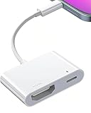 Lightning auf HDMI Adapter [Apple MFi Zertifiziert], 1080P Digital AV Adapter für iPhone & iPad, Synchronisationsbildschirm zu TV/Monitor/Projektor, Keine Externe Stromversorgung erforderlich