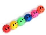 STUWU 24 x Flummi Smiley 27 mm Springball Flummis Dopsball Springbälle Gummiball Mitgebsel Kindergeburtstag