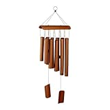 Relaxdays Bambus Windspiel, angenehmer Klang, Balkon & Garten, Klangspiel zum Aufhängen, HxB: 58,5 x 18,5 cm, Natur