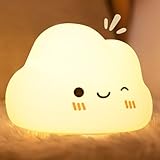 Diboniur Nachtlicht Kinder Nachtlicht Baby, 7 Farben 5 Helligkeit Baby Stilllicht, Nachtlicht Dimmbar Kawaii Silikon Nachtlampe Kinderzimmer, Touch-Steuerung, Tragbar und Wiederaufladbar (Wolke)