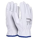 DONAU SAFETY Premium Arbeitshandschuhe Driver aus Ziegenleder / 1 Paar/Größe 10/XL/Weiß/Lederhandschuhe mit elastischem Handgelenk/Montagehandschuhe/Handschuhe/Fahrerhandschu Schutzhandschuhe