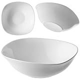 KADAX Weiße Glasschale 15cm, 6 Stück, Salatschale, Set Schale, eckige, weiße, mikrowellengeignete Müslischüssel, Servierschalle für Salate, Suppen, Vorspeisen, Obst