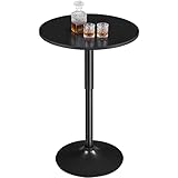 Yaheetech Runder Bartisch | Höhenverstellbar 69,5–91 cm | Stehtisch Bistrotisch 360° Drehbar | Tisch Partytisch Ø 60cm | Multifunktional Empfangstisch für Zuhause/Club/Pub | Full Schwarz