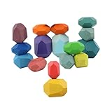 Gatuida 16 Stück Teiliges Balancespiel aus Buntem Buchenholz Montessori Stapelsteine für Handliches Holzspielzeug Hand Auge Koordination und Farberkennung Langlebig und Sicher für