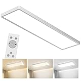 Bowfar LED Deckenleuchte, Leuchten Deckenlampe Rechteckig mit Fernbedienung Dimmbar 3000K-6500K, LED Panel Ultra Flach 4000LM 40W mit Backlight für Wohnzimmer Schlafzimmer Büro, 80 * 25 * 3.3cm-Weiß