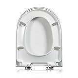 Flipped Warmth Toilettendeckel D-Form, WC Sitz Mit Absenkautomatik Quick-Release-Funktion Und Softclose, Einfache Montage Klodeckel Aus Polypropylen Toilettensitz,02C