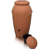 YourCasa® Regentonne 210 Liter [Amphore Design] Regenfass Frostsicher aus Kunststoff - Regenwassertonne mit Wasserhahn - Regenwassertank Garten Regenwassersammler Wasserfass Wassertonne (Terracotta)