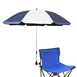 GRANDMEI Sonnenschirm für Stuhl mit Verstellbarer Klemme, Regenschirm für Terrassenstühle,Strandstühle,liegestuhl,Rollstühle und Golfwagen (W-Blue)