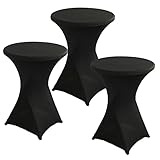 Set mit 3 runden Spandex-Tischdecken für Cocktailtische, dehnbare Bankett-Tischdecken, Hochzeits-Party-Dekoration, schwarz, 80 x 110 cm – ideal für Veranstaltungen und Feiern