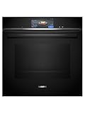 Siemens HB778G3B1,Q700 Smarter Einbau-Backofen, 60 x 60 cm, Made in Germany, Pyrolyse & Hydrolyse Selbstreinigung, Bratenthermometer, Air Fry, Backautomatik, Farbiger Touchscreen, 4D Heißluft, Schwarz