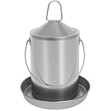 Hühnertränke 3L aus 304 Edelstahl, Geflügeltränke zum Hängen oder Stellen, rostfrei und hygienisch, Wasserspender für Hühner, leicht zu reinigen, automatische Wasserversorgung für 4 Hühner