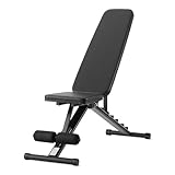 Amazon Basics, Verstellbare Workout-Hantelbank, zusammenklappbar für das Fitnessstudio zu Hause, Schwarz, 135 x 38 x 116 cm