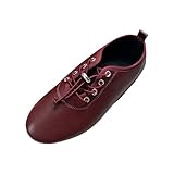 Damen-Turnschuhe, Größe 40, modische Damen-Sportschuhe, klein, Leder, glänzend, atmungsaktiv und bequem, lässig, Wassergröße 39, rot, 39.5 EU
