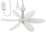 Sichler Haushaltsgeräte Deckenventilator mobil: Mobiler Decken-Ventilator mit 6 Flügeln, Timer, Aufhänger, 43 cm, 7 W (Deckenventilator mit Stecker, Deckenventilator Steckdose, Fernbedienung)