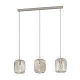 EGLO Hängelampe Romazzina, Esstisch Pendelleuchte 3-flammig, Esszimmerlampe aus Metall in Sandfarben, Hängeleuchte mit E27 Fassung