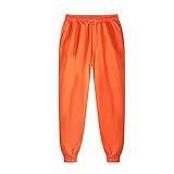 MINYA Sweatpant Herren-Sporthose, einfarbig, Herbst, Winter, warm, Jogging, Hose, dick, locker, lässig, Jogger, Trainingsanzug, elastisch, Kordelzug, Sweatpants, große Größe, 57-beige, L, 57-Orange, S