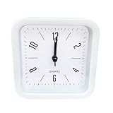KIXZSAZ Silent Bedside Luminous Wecker Needle Non Ticking Clock Batteriebetriebene Snooze Clocks Tischuhr für Desktop, Weiss, Quadrat