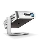 Viewsonic M1+ Portabler LED Beamer (WVGA, 300 Lumen, integrierter Akku, HDMI, USB, USB-C, WLAN Konnektivität, Bluetooth, SD-Kartenleser, 3 Watt Lautsprecher) silber