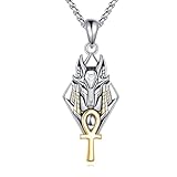 Anubis Ankh Kreuz Kette 925 Sterling Silber Anubis Ankh Anhänger Halskette Agyptischer Schmuck Geschenk für Herren und Damen