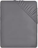 Utopia Bedding Spannbettlaken, Grau, 180 x 200 cm – 35 cm Zuschnitte für Dicke Matratzen, gebürstetes Mikrofaser-Polyester