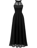 Wedtrend Ballkleid Damen Lang Abendkleider Elegant für Hochzeit Damen Brautjungfer Kleid Cocktailkleid Schwarz 0201 Black L