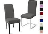 Eozakavod Stuhlhussen 2er Set Stuhlbezüge Moderne Stretch Stuhlhussen Universal Husse Abnehmbare Stuhlbezug Waschbarer Abdeckung Esszimmer Dekoration Spannbezug,für Hochzeit Partys(2er Set, Grau)-C