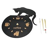 Yctze Küchenwanduhr - Kaffeekatze 3D Effekt Acryl Stiller Rahmenloser Design Wasserdichtes Stummschaltbewegung Bürodekoration