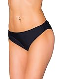 Aquarti Bikinihose Damen mit mittlerem Bund – Klassische Bikinihosen für Damen in Unifarben, Farbe: Schwarz, Größe: 36