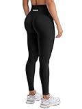 YEOREO Damen Sport Leggings Invisible Scrunch Butt Gym Leggings Hoch Taille Yoga Legging Booty Workout Leggings Booty Lifting Po Push Up Gym Sporthose Schwarz S