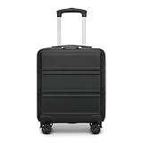 KONO Koffer Klein 16 Zoll Leicht ABS+PC Hartschalenkoffer mit Zahlenschloss Reisekoffer mit 4 Rollen Handgepäck für Ryanair und easyJet 45x35x20cm, Schwarz