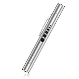 Flintronic Upillenleuchte Medizin, 1 Stück USB-Direktstecker Diagnostikleuchte mit Digitalanzeige, Pupillenmessgerät und Lineal, Aufladbar USB LED Stiftlampe für Krankenschwester (Silber)