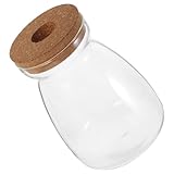 Gatuida Pflanzenvermehrungsstation Glas Terrarium mit Korkdeckel Rundes Pflanzgefäß für Hydrokultur Feuchtigkeitsdichtes Anzuchtglas für Büro und Wohnzimmer