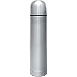 GRÄWE Thermosflasche, Edelstahl Trinkflasche, Thermoskanne, Isolierflasche für unterwegs mit Becher, auslaufsicher, spülmaschinengeeignet (Silber, 1 Liter)
