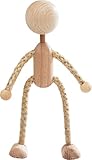 Rayher Püppchen, Holz/Sisal, 14 cm, bewegliches Püppchen zum Basteln, Holzfigur zum Bemalen, mit beweglichen Sisalgliedern, 6129800, Beige